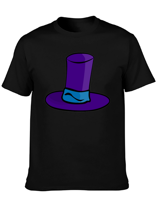 Camiseta Negra con Sombrero de Copa Morado
