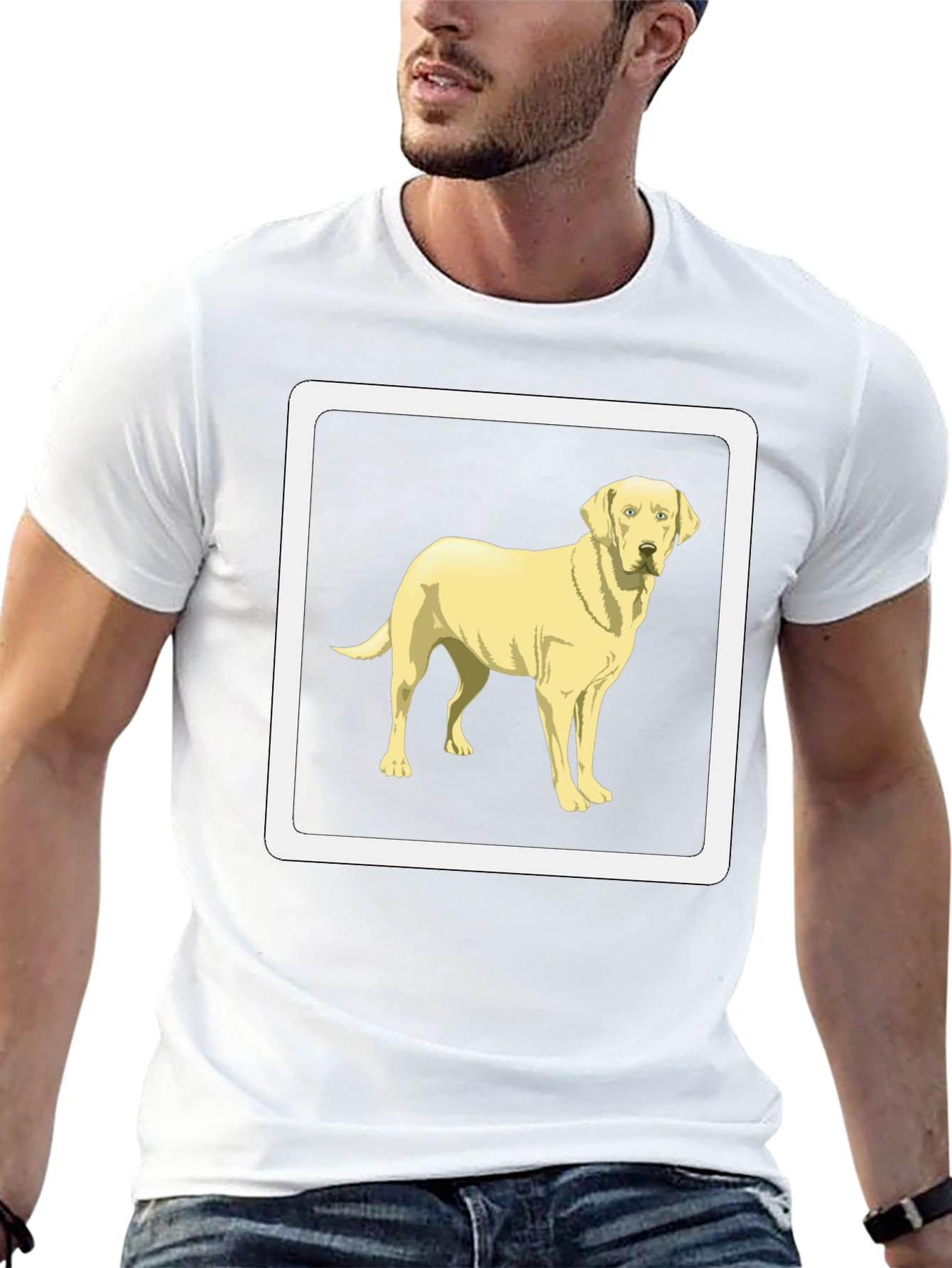 Camiseta Negra con Diseño de Labrador Amarillo