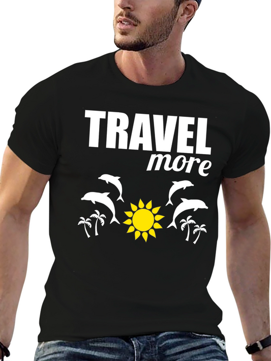 Camiseta Negra Travel More con Diseño de Verano
