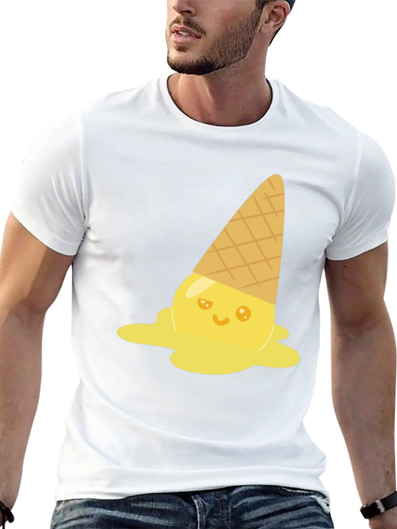 Camiseta Negra con Helado Derretido Kawaii