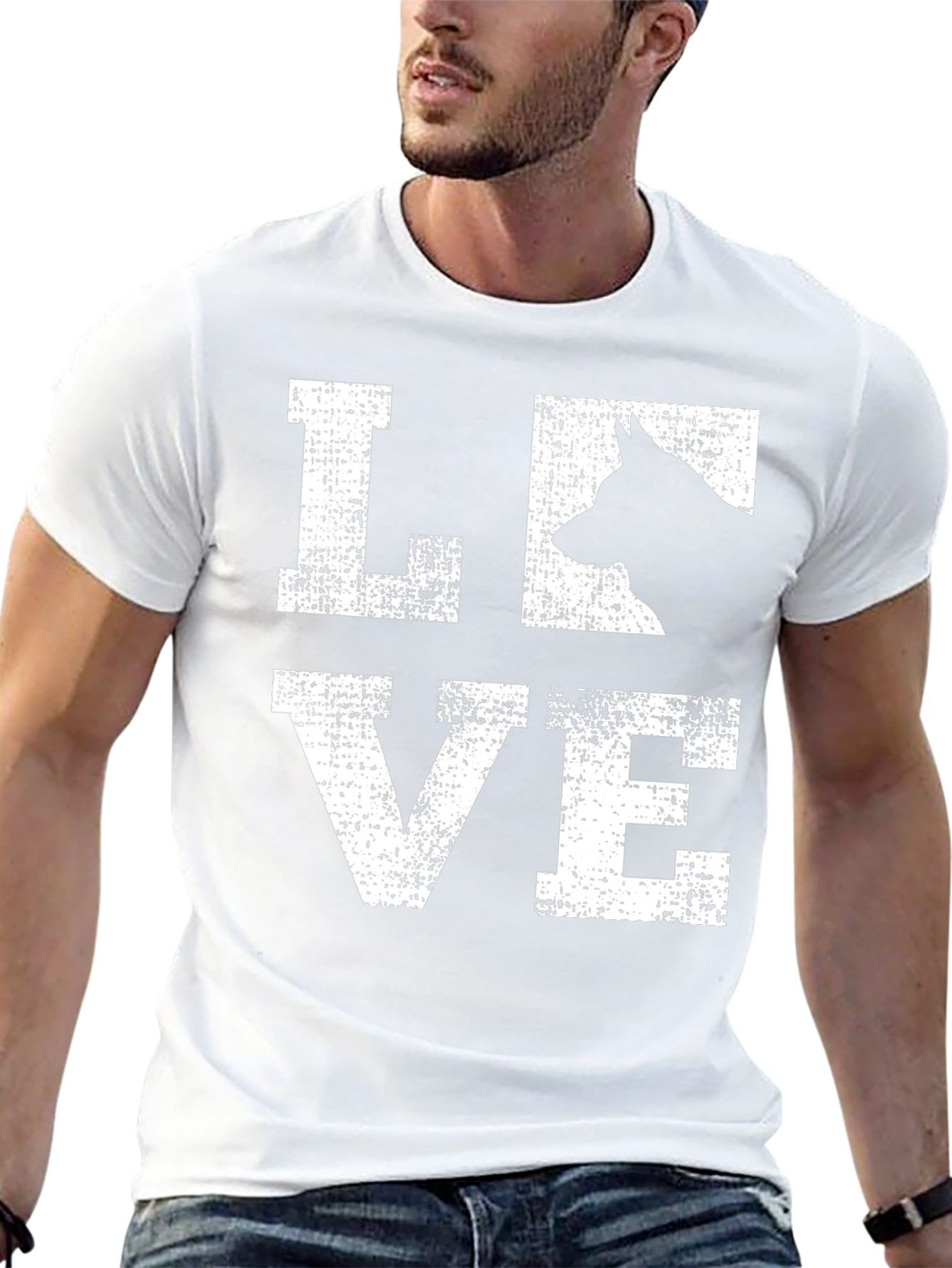 Camiseta Negra Love con Silueta de Perro
