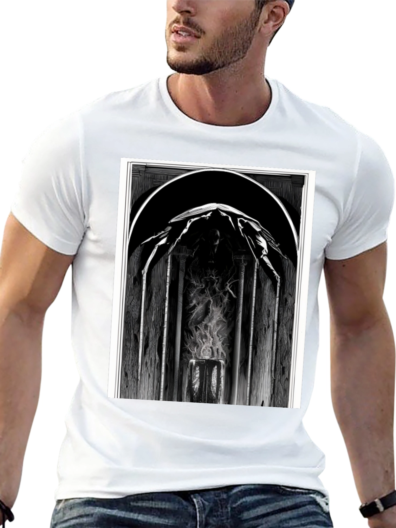 Camiseta Negra con Diseño Gótico
