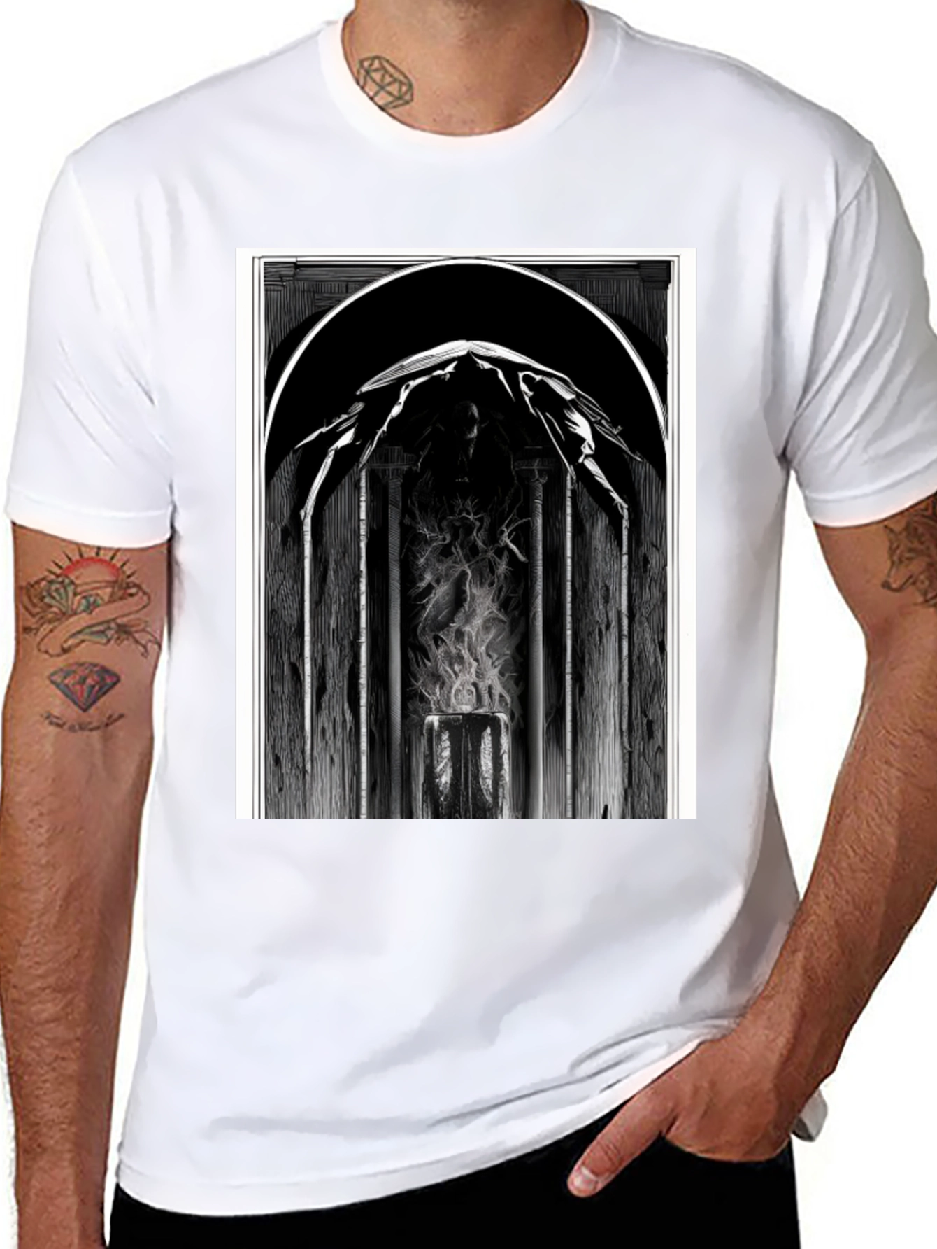 Camiseta Negra con Diseño Gótico