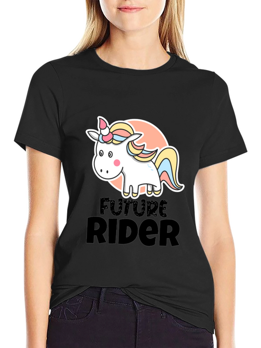 Camiseta Negra Future Rider Unicornio para Niño