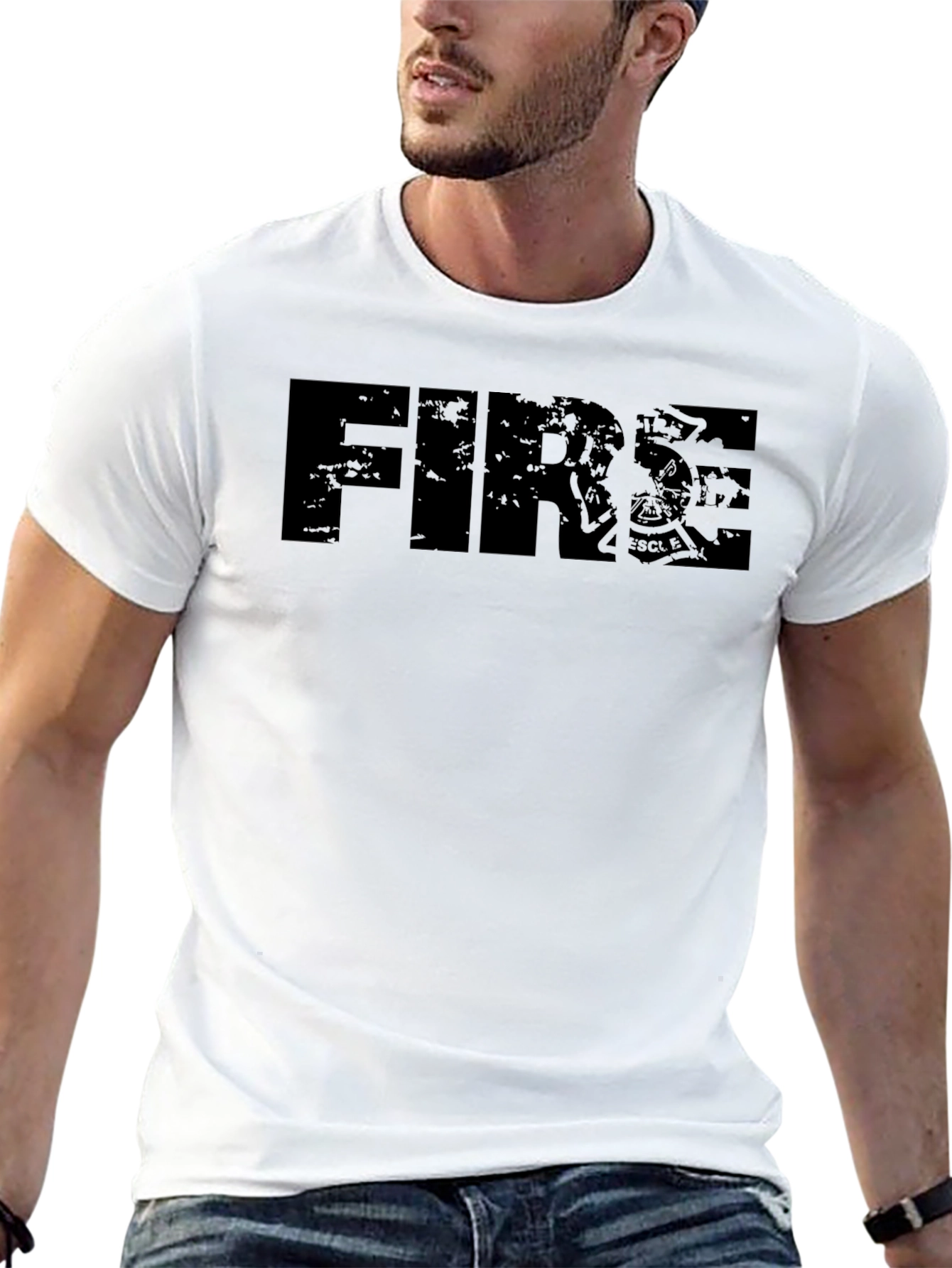 Camiseta Negra con Diseño Fuego