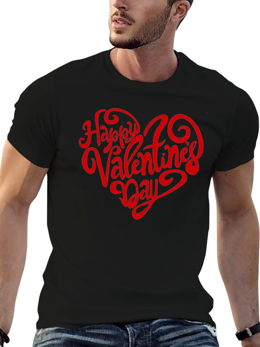 Camiseta Negra Corazón Feliz Día de San Valentín
