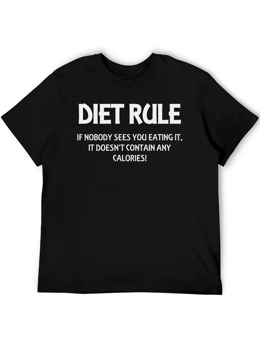 Camiseta Negra Diet Rule Divertida para Dieta