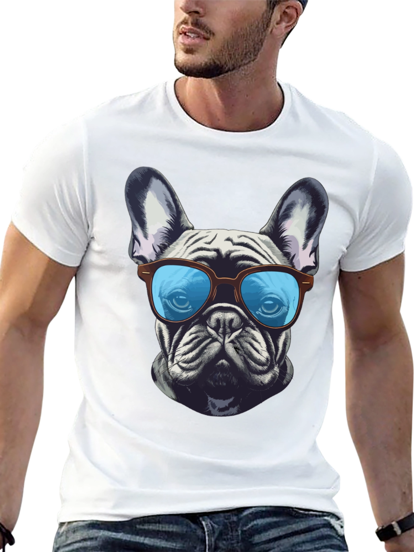 Camiseta Negra con Diseño de Bulldog Francés Cool