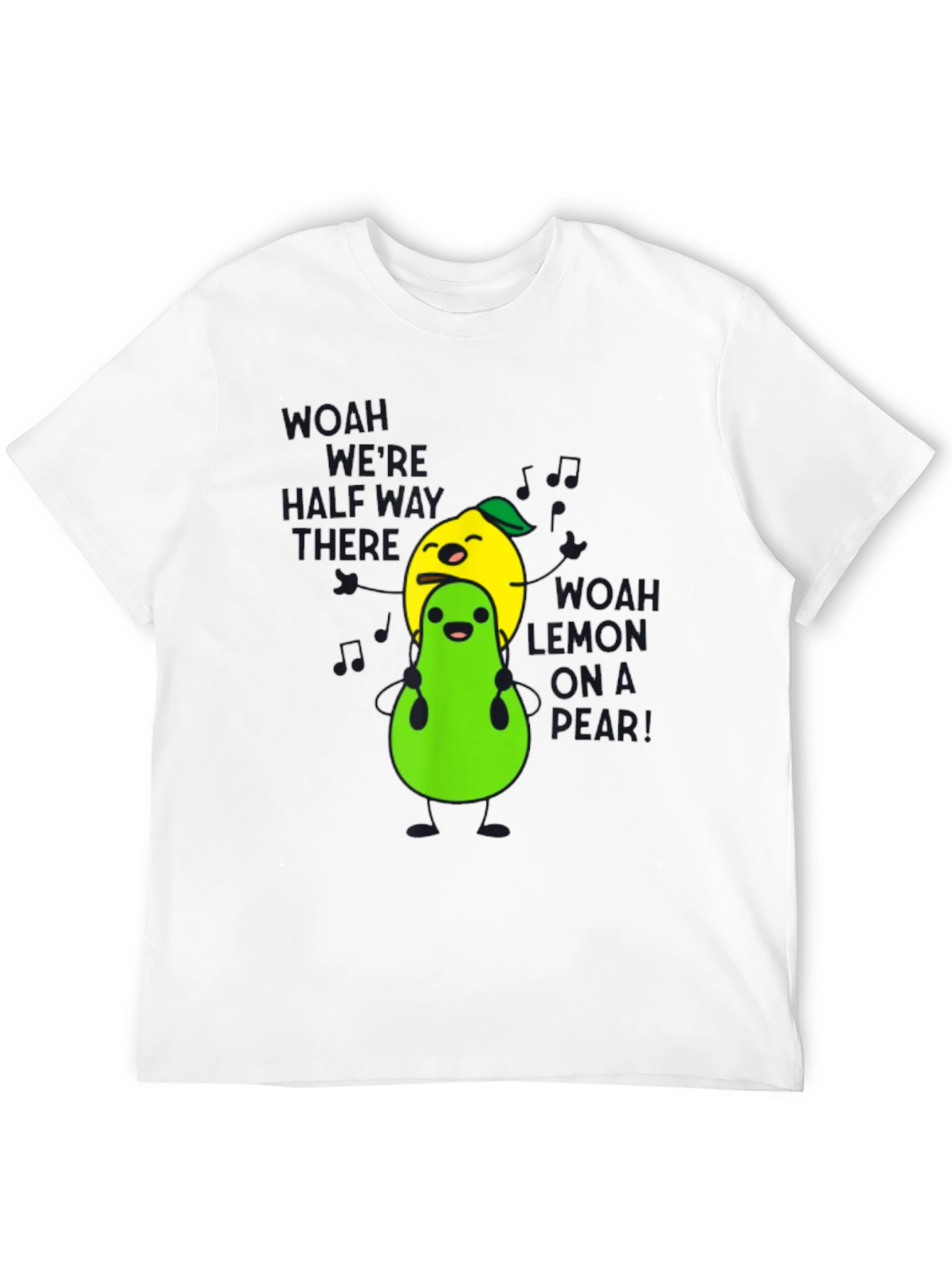 Camiseta Negra con Diseño Divertido de Limón y Pera