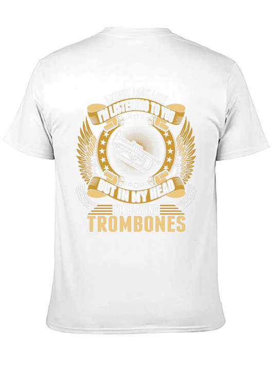 Camiseta Negra con Diseño de Trombones