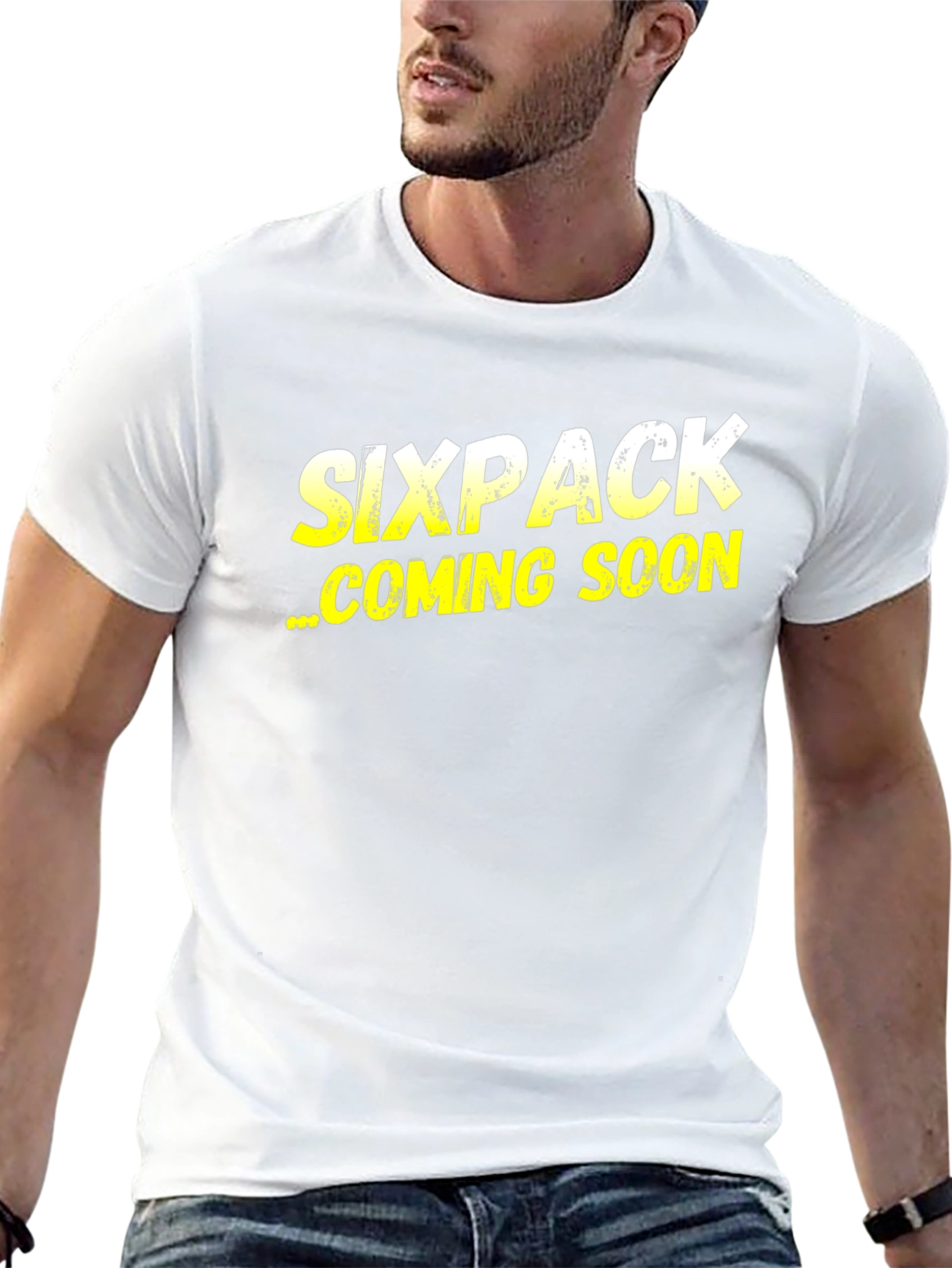 Camiseta Negra Sixpack Coming Soon Divertida