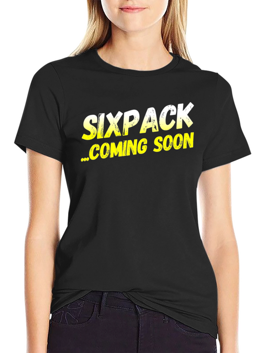 Camiseta Negra Sixpack Coming Soon Divertida