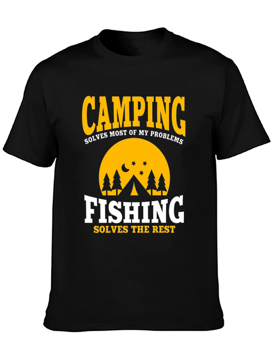 Camiseta Negra Camping & Fishing Soluciones