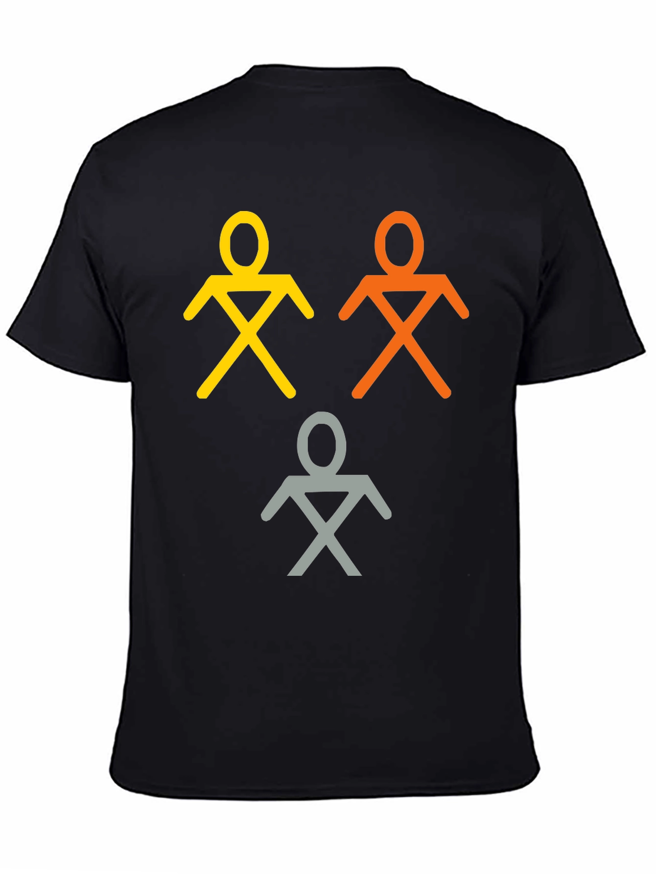 Camiseta Negra con Figuras Abstractas de Personas