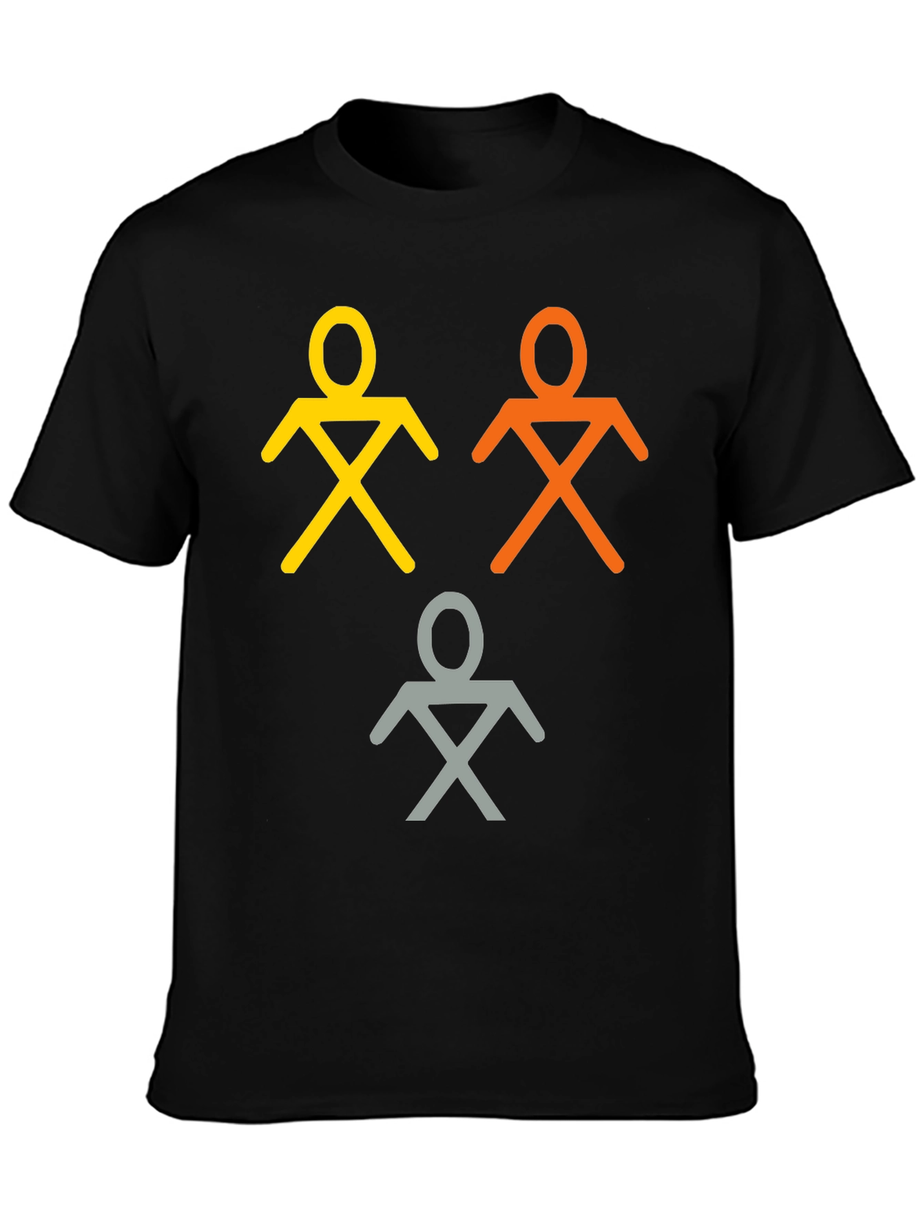 Camiseta Negra con Figuras Abstractas de Personas
