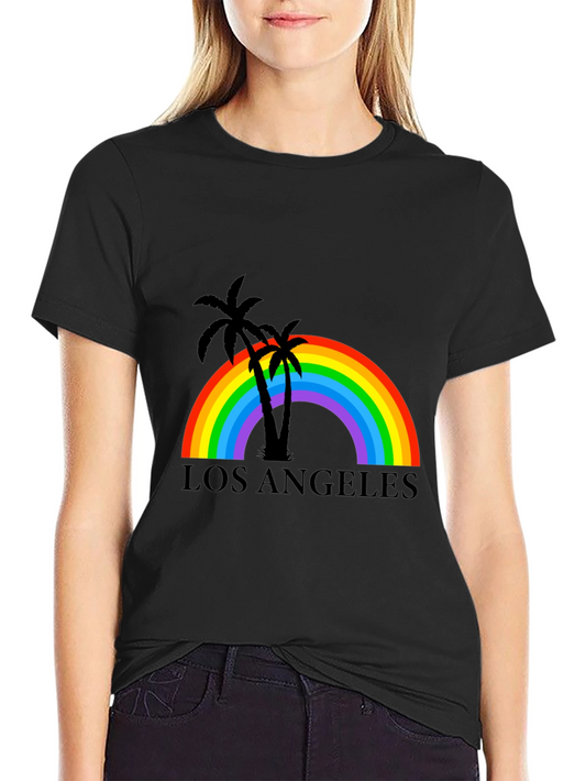 Camiseta Negra Los Ángeles Rainbow Palm