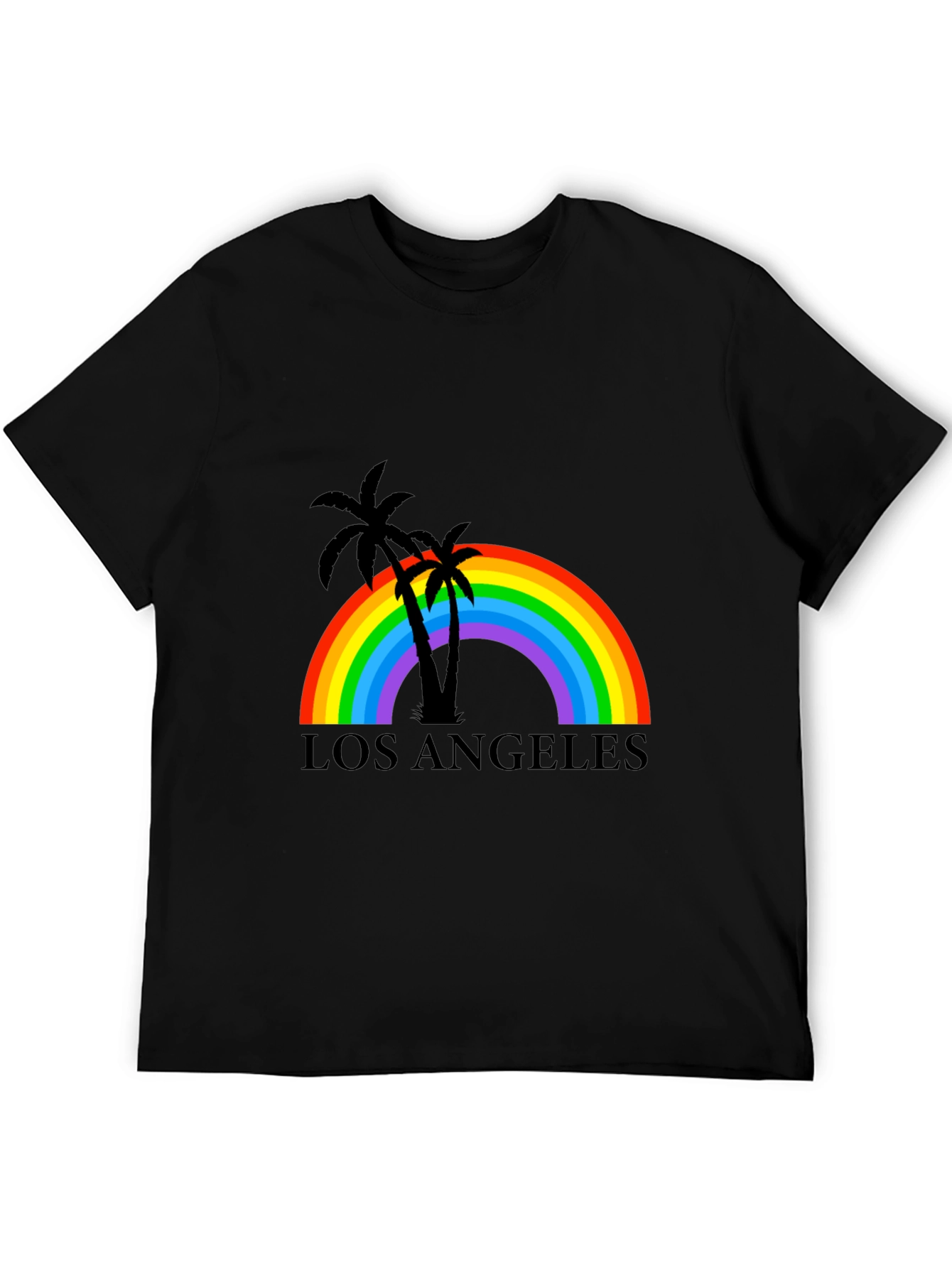 Camiseta Negra Los Ángeles Rainbow Palm