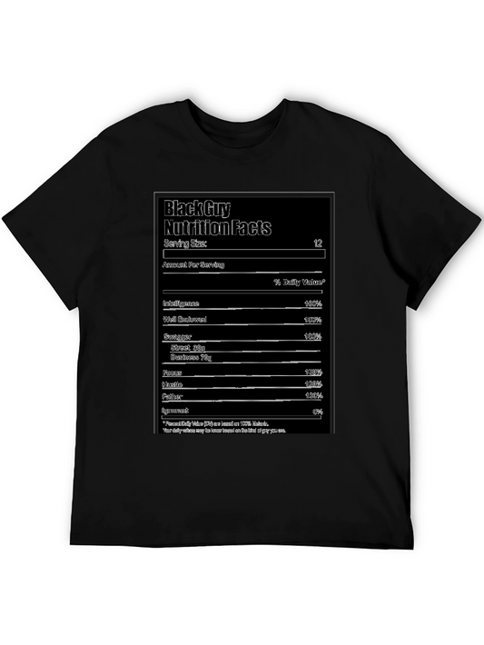 Camiseta Negra con Diseño Divertido Black Guy Nutrition Facts