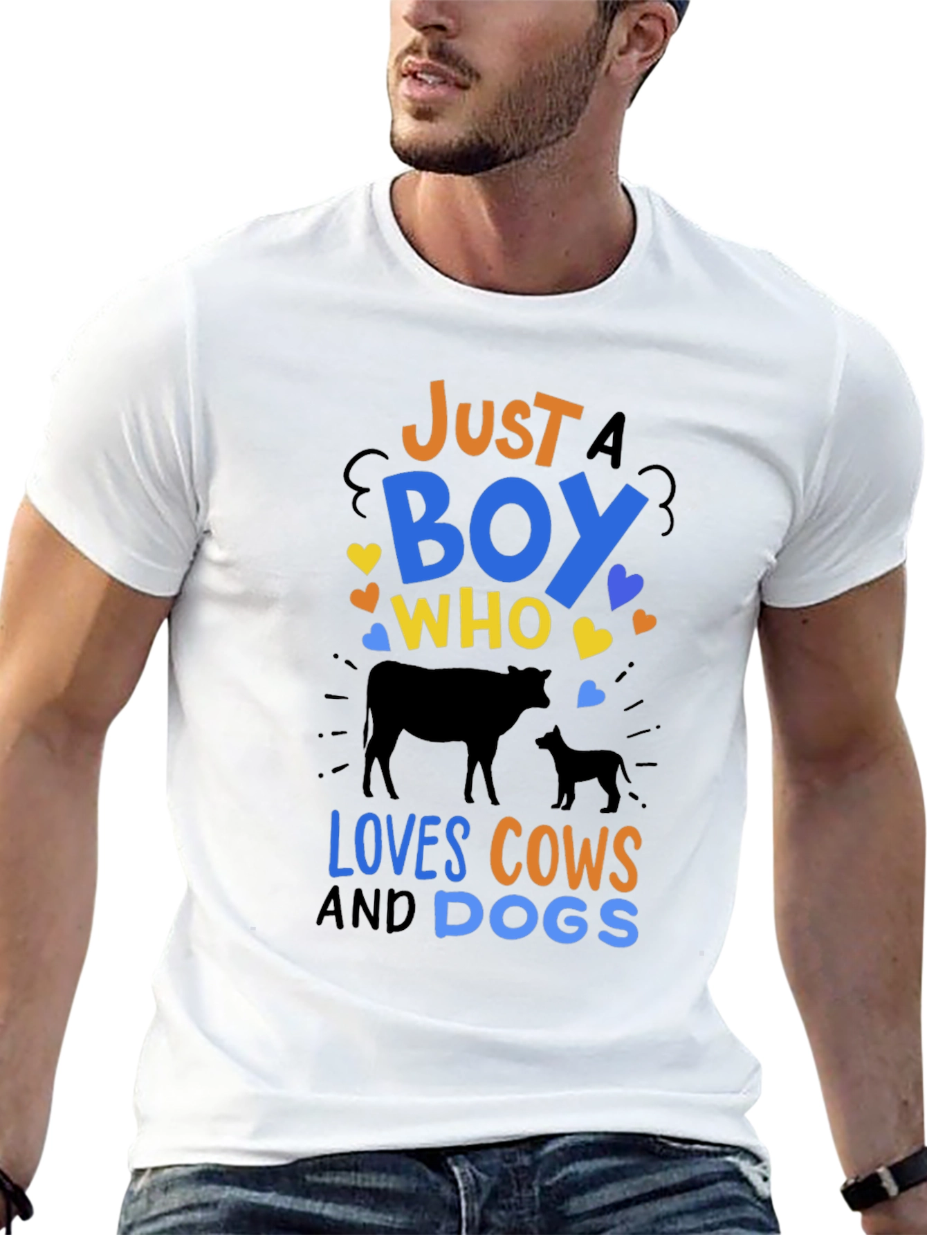 Camiseta Just a Boy Who Loves Cows and Dogs