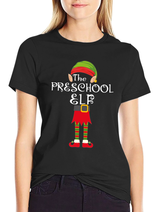 Camiseta Elfo Preescolar Negra Navideña