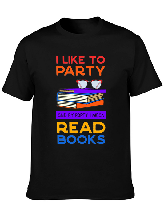 Camiseta Negra: I Like to Party Read Books