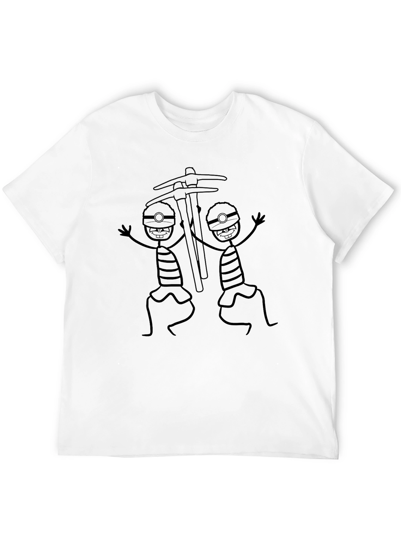 Camiseta Negra con Diseño Mineros Divertidos