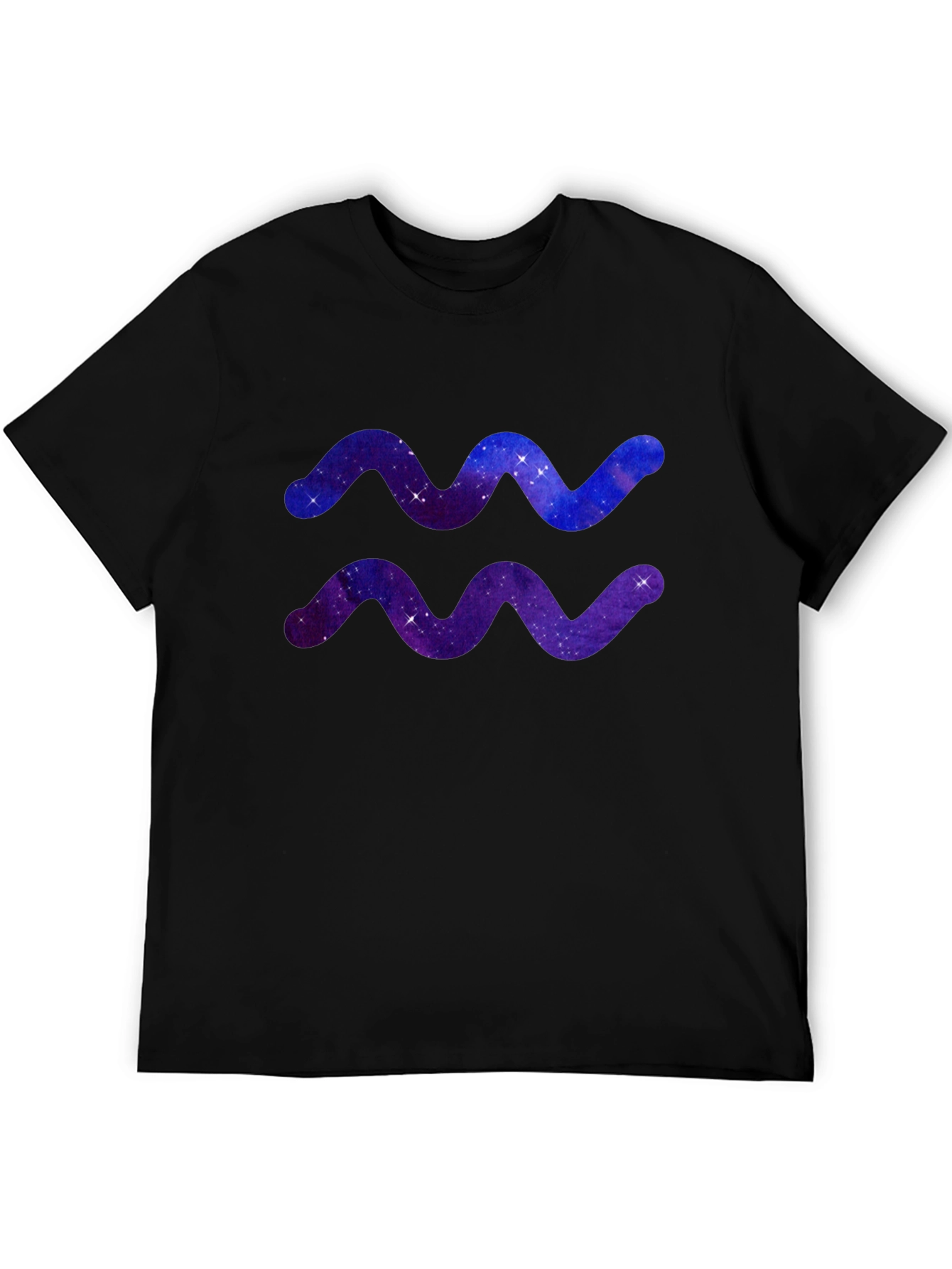 Camiseta Negra Signo Acuario Diseño Galaxia