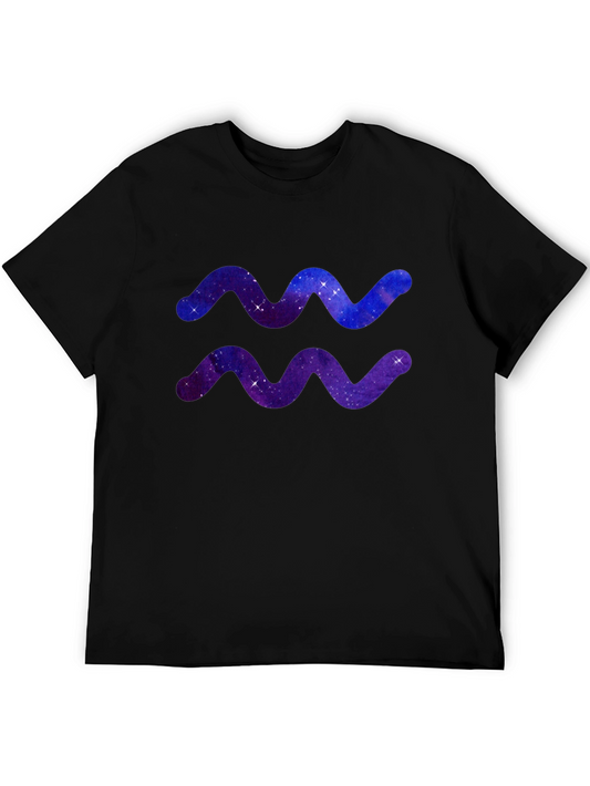 Camiseta Negra Signo Acuario Diseño Galaxia