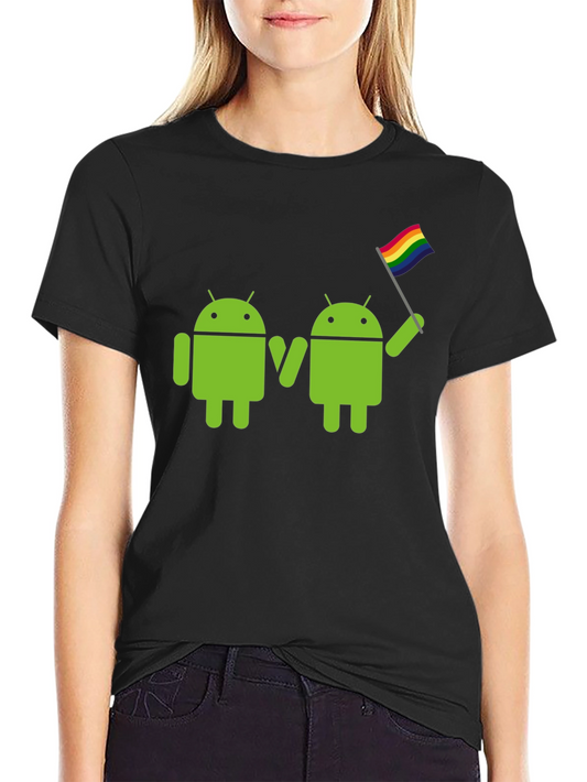 Camiseta Negra Android LGBT Pride