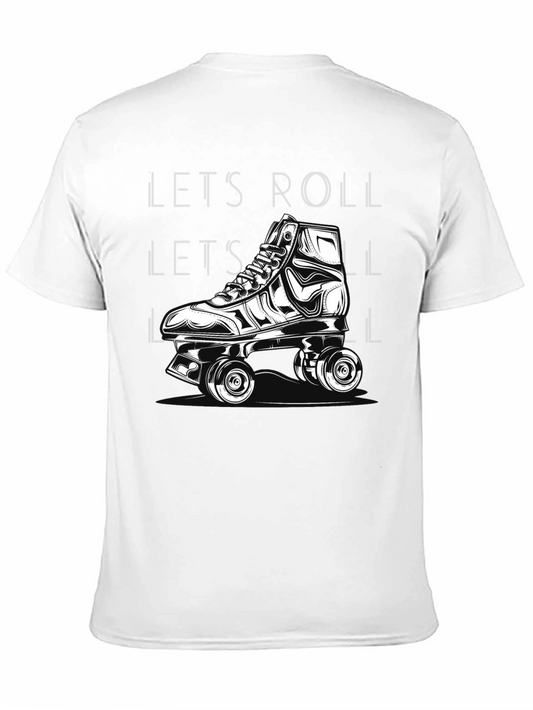 Camiseta Negra Lets Roll Patines Retro