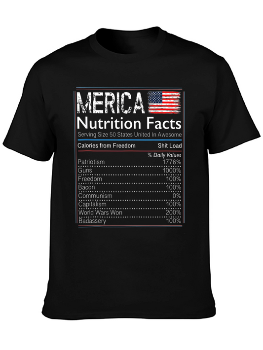 Camiseta Merica con Datos Nutricionales Patrióticos