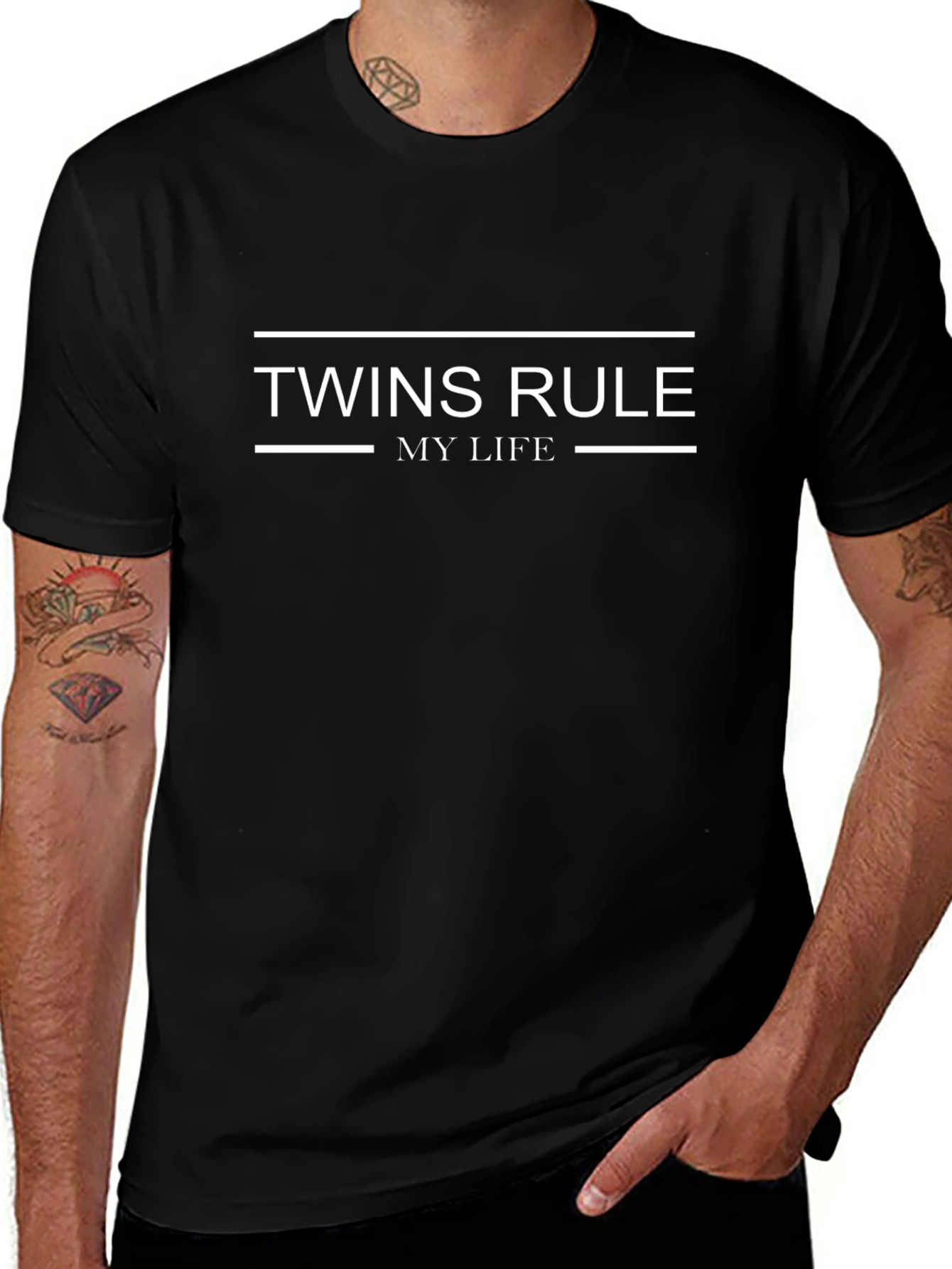 Camiseta Negra Twins Rule My Life para Hombre