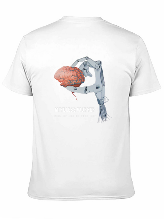 Camiseta Negra: Cerebro en Mano Robótica - Trabajo