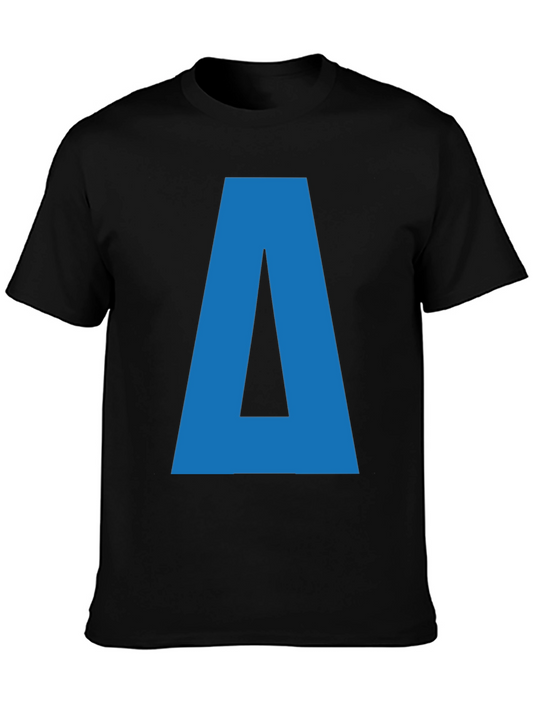 Camiseta Negra con Letra Azul A para Hombre