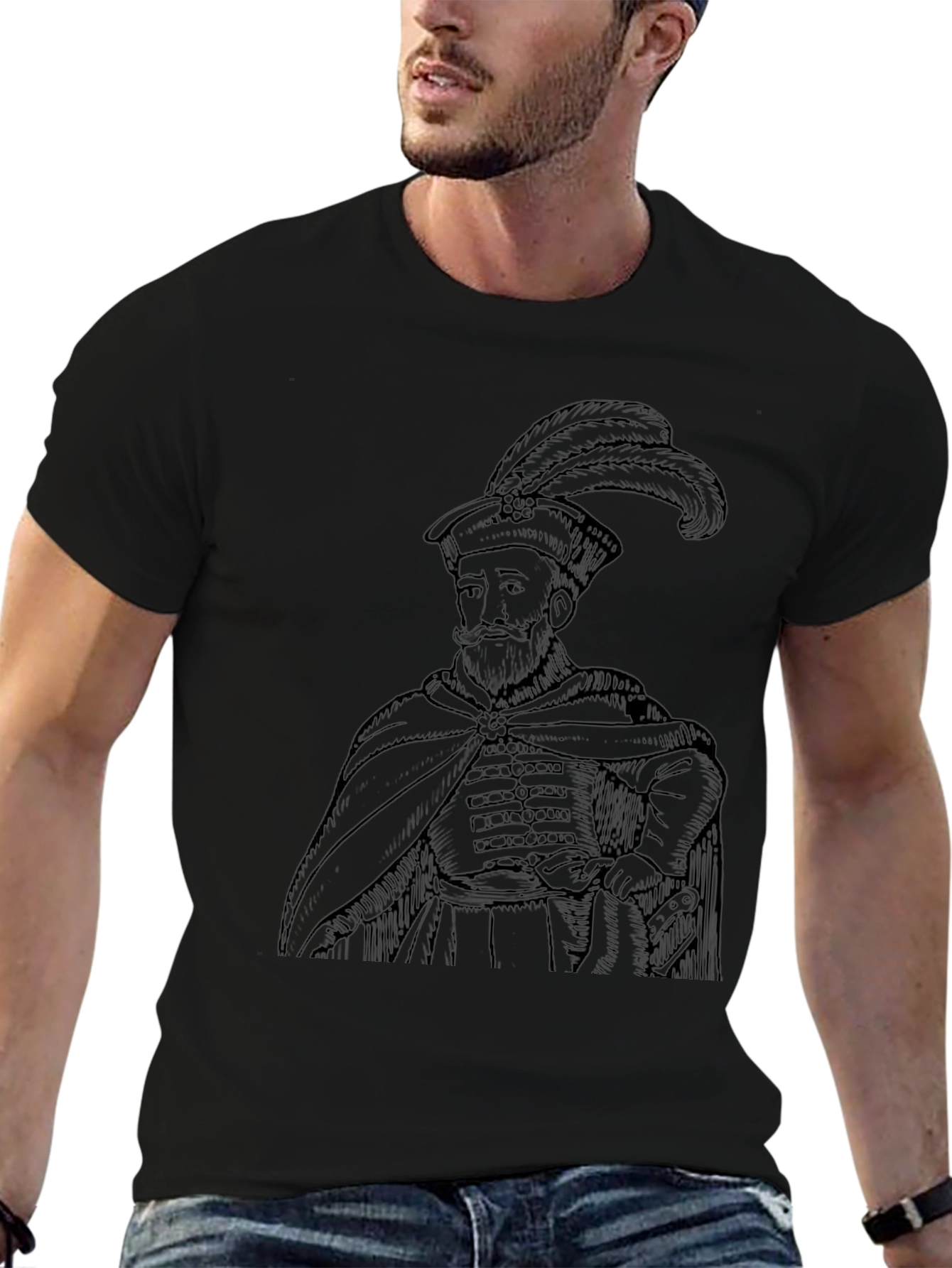 Camiseta Negra Hombre - Diseño Histórico