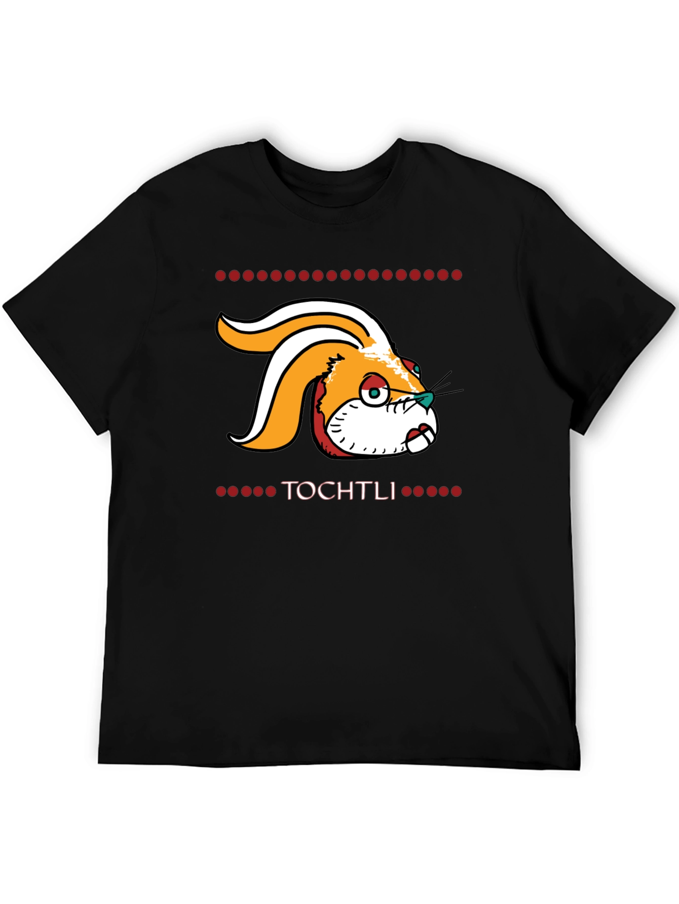 Camiseta Negra Tochtli - Diseño Azteca Conejo
