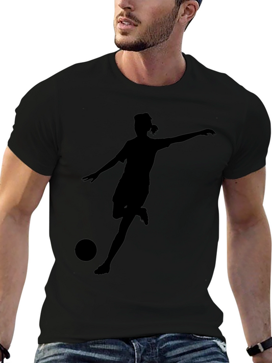 Camiseta Negra Silueta Futbolista Unisex