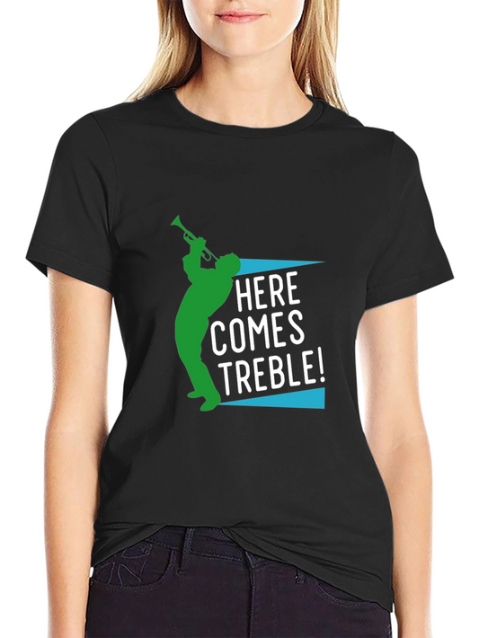 Camiseta Negra Hombre Diseño Aquí Viene Treble