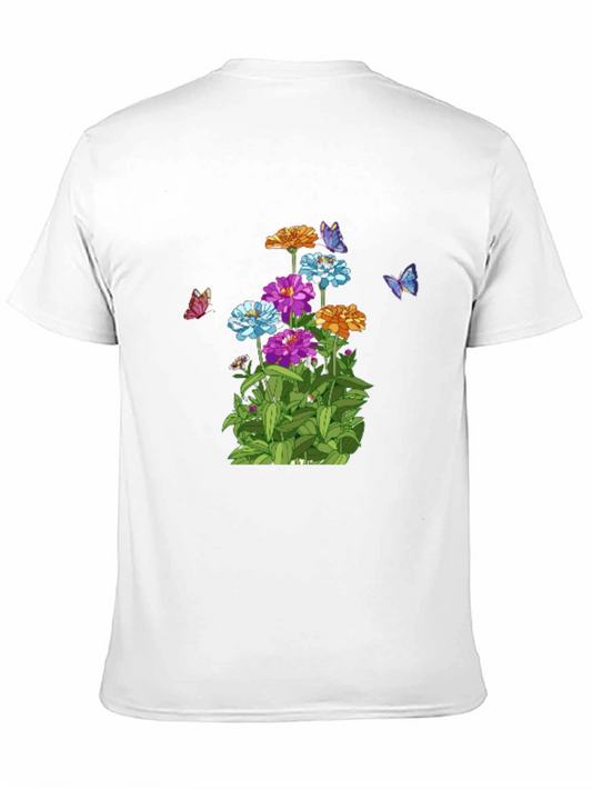 Camiseta Negra con Flores y Mariposas