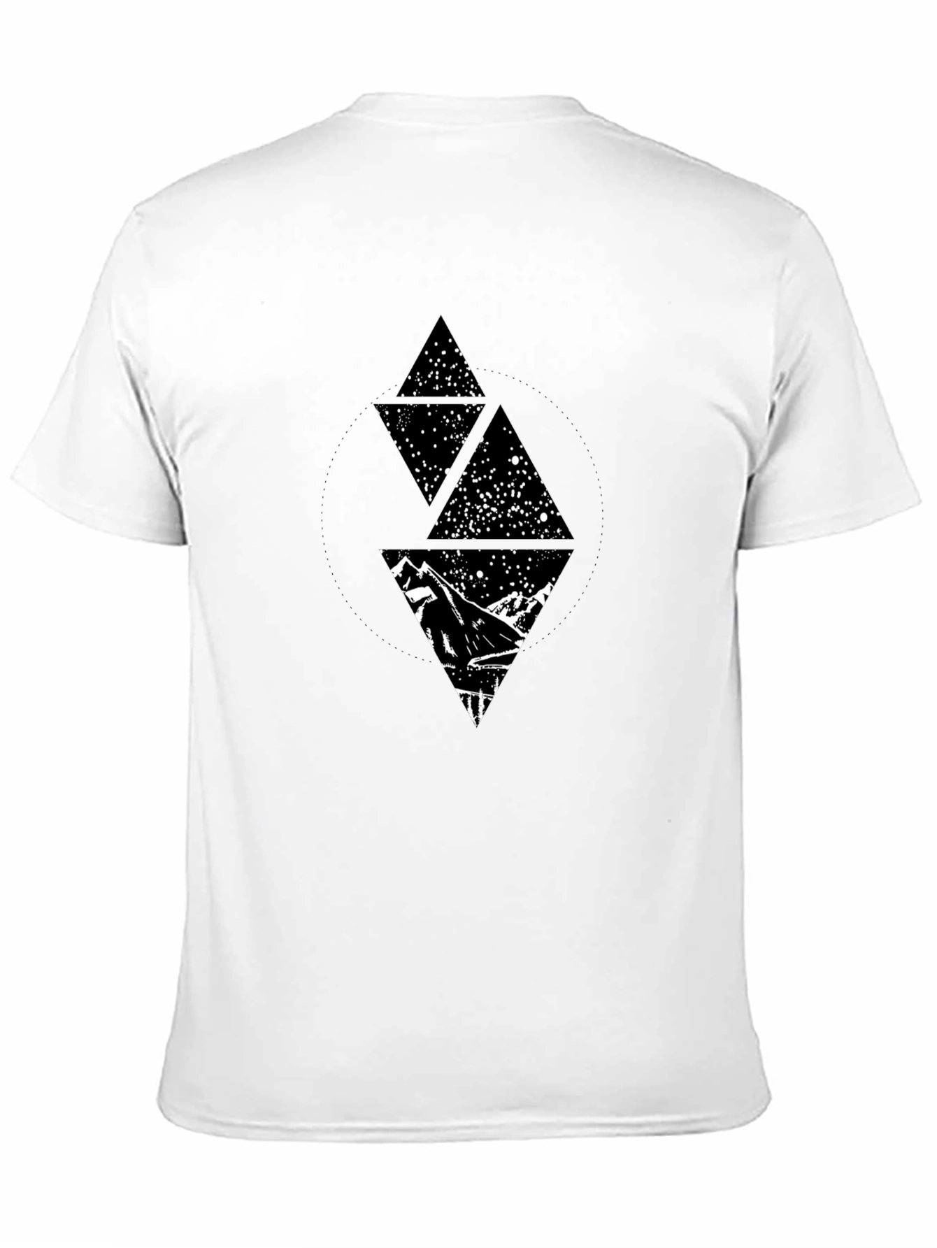 Camiseta Negra Hombre Diseño Montaña y Estrellas