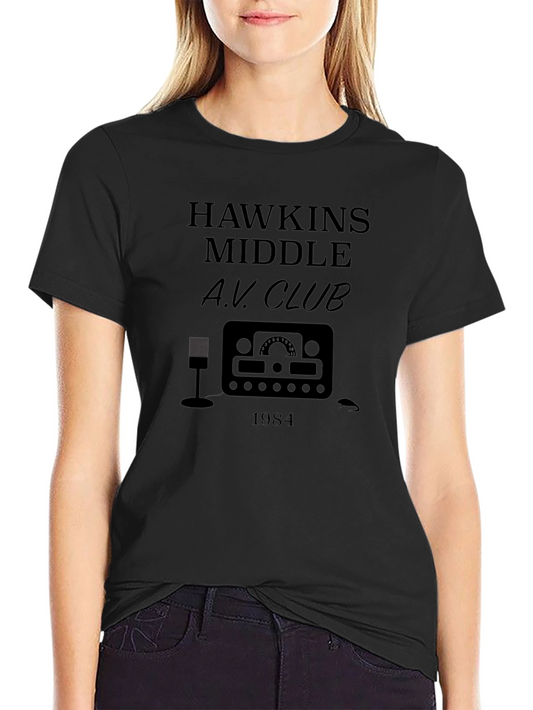 Camiseta Negra A.V. Club Hawkins Middle 1984
