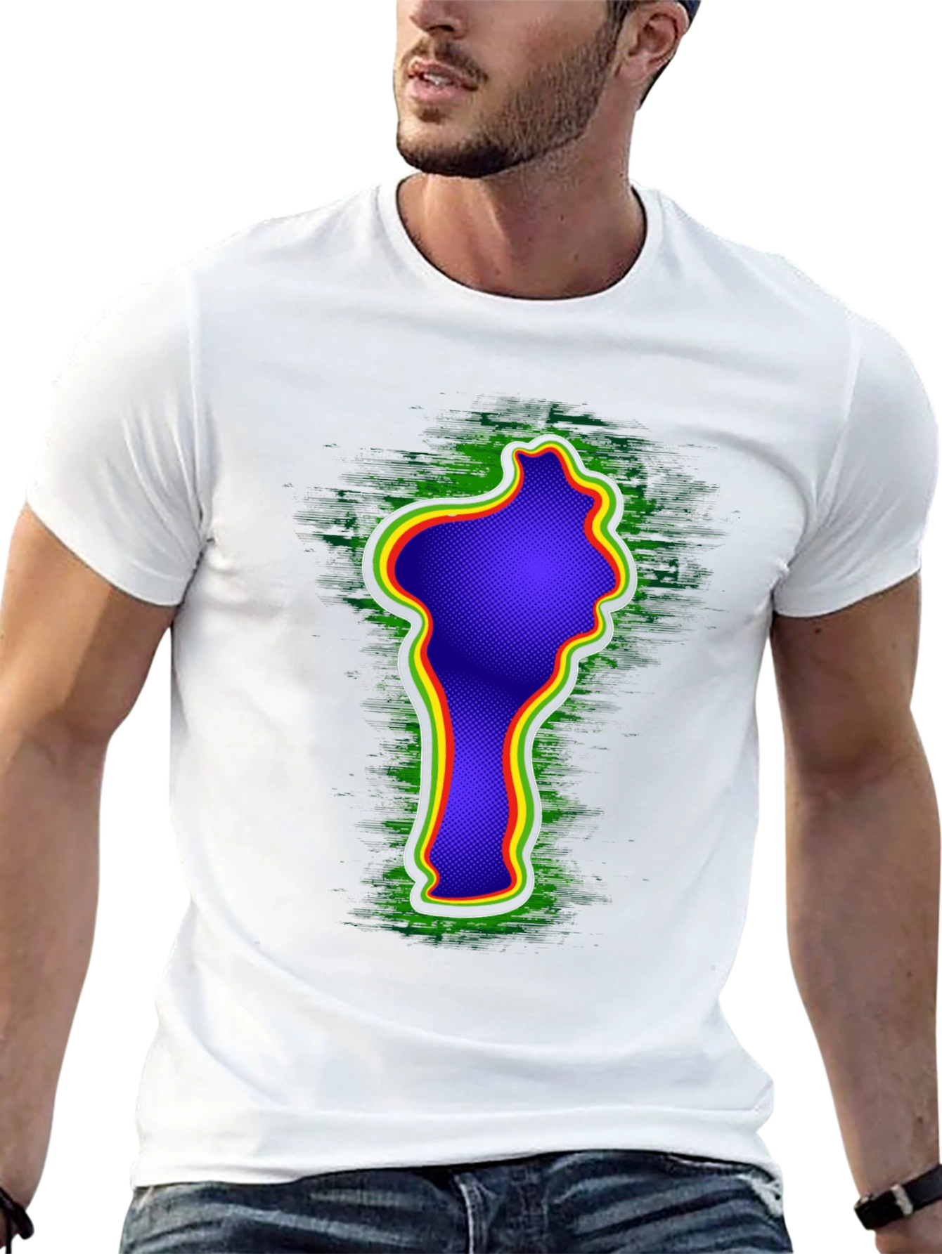 Camiseta Negra con Diseño Abstracto Rasta