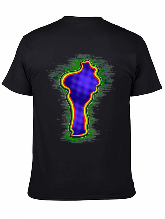 Camiseta Negra con Diseño Abstracto Rasta