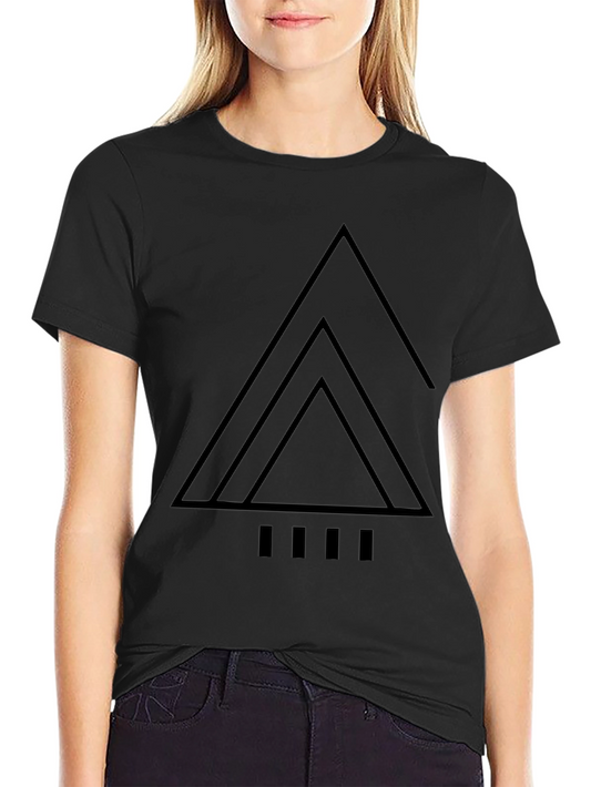 Camiseta Negra con Diseño Geométrico Minimalista