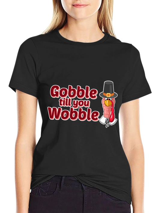 Camiseta Negra Festiva Gobble till you Wobble