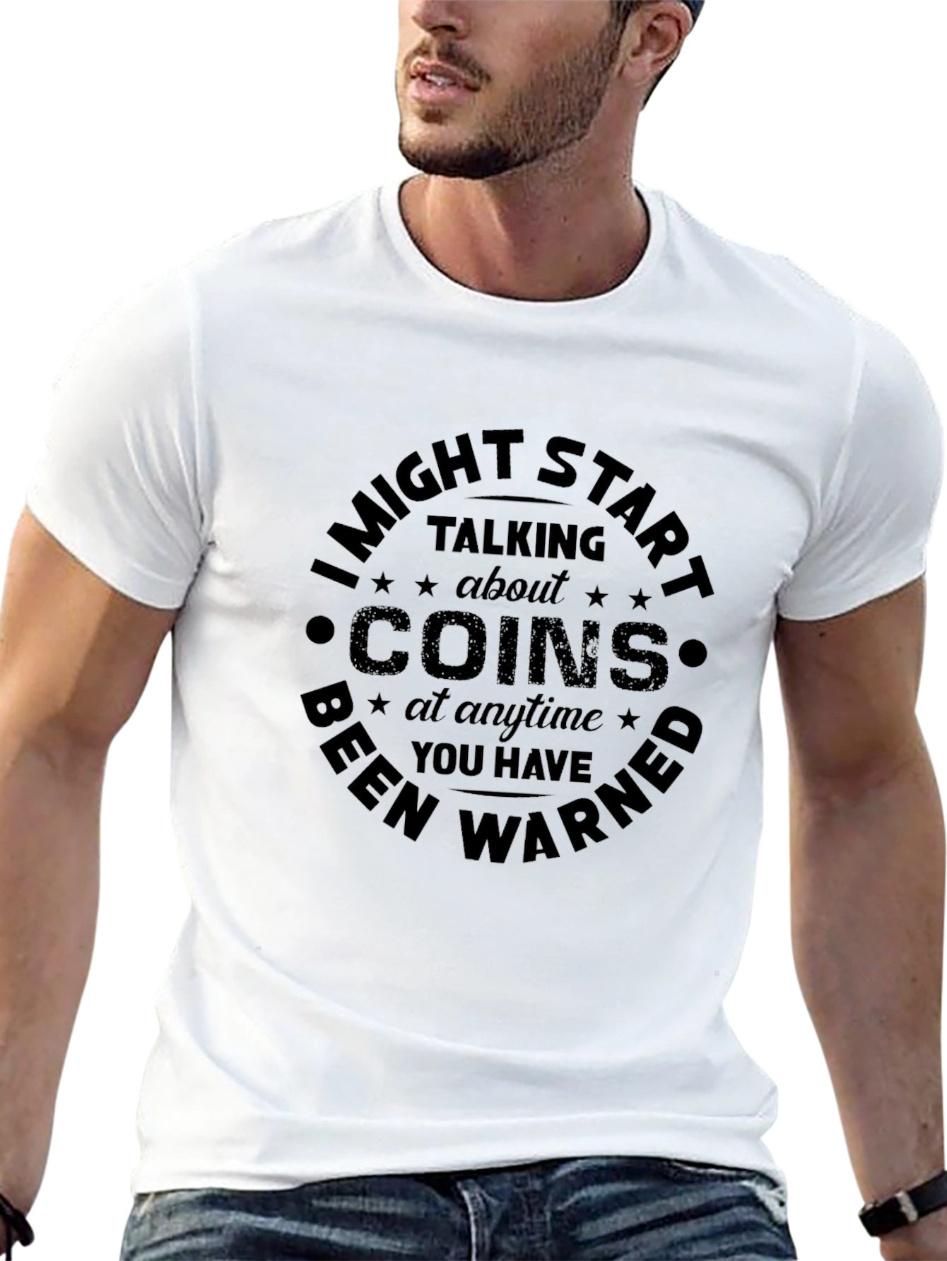 Camiseta Negra Estampada Coins