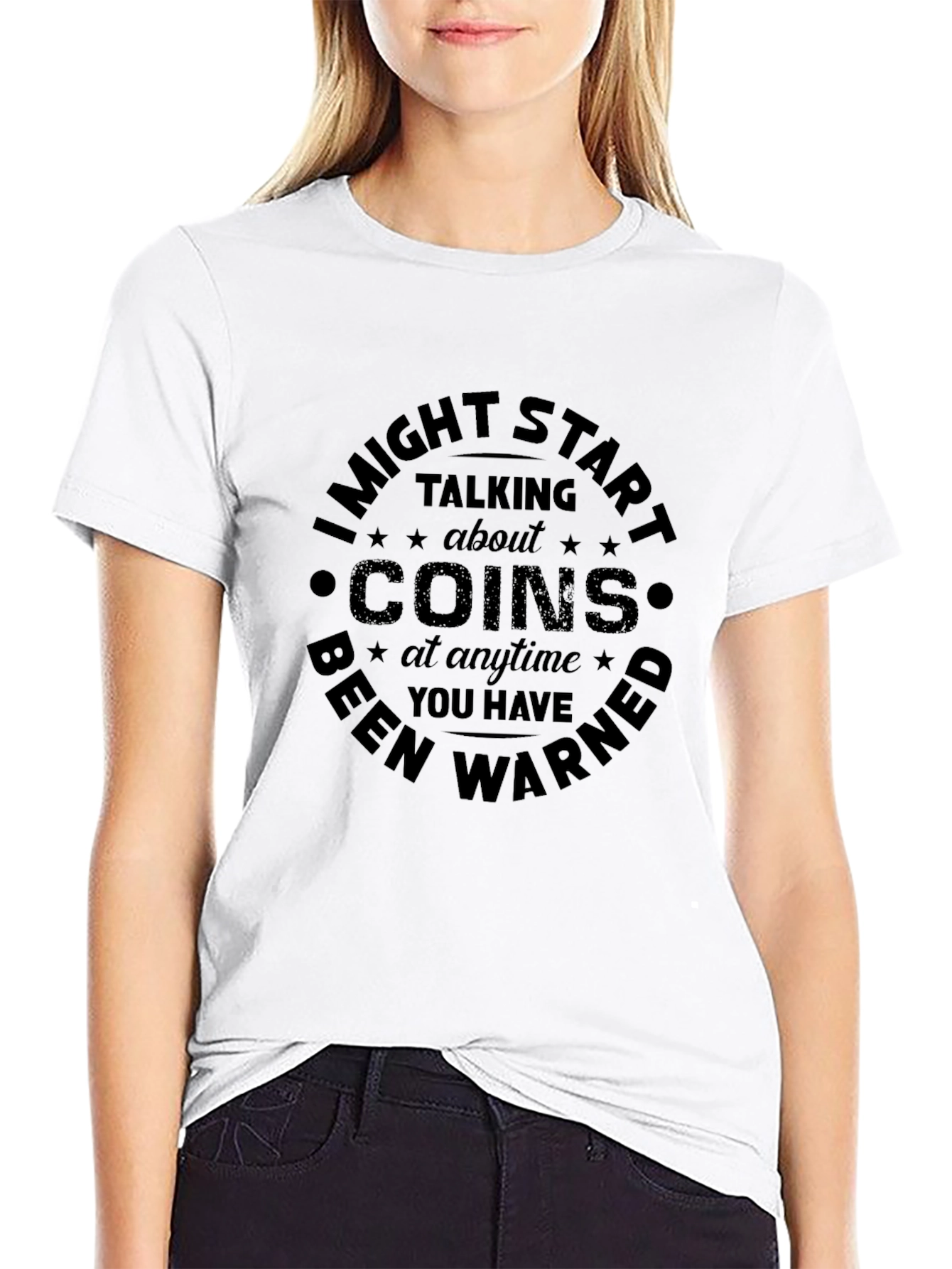 Camiseta Negra Estampada Coins