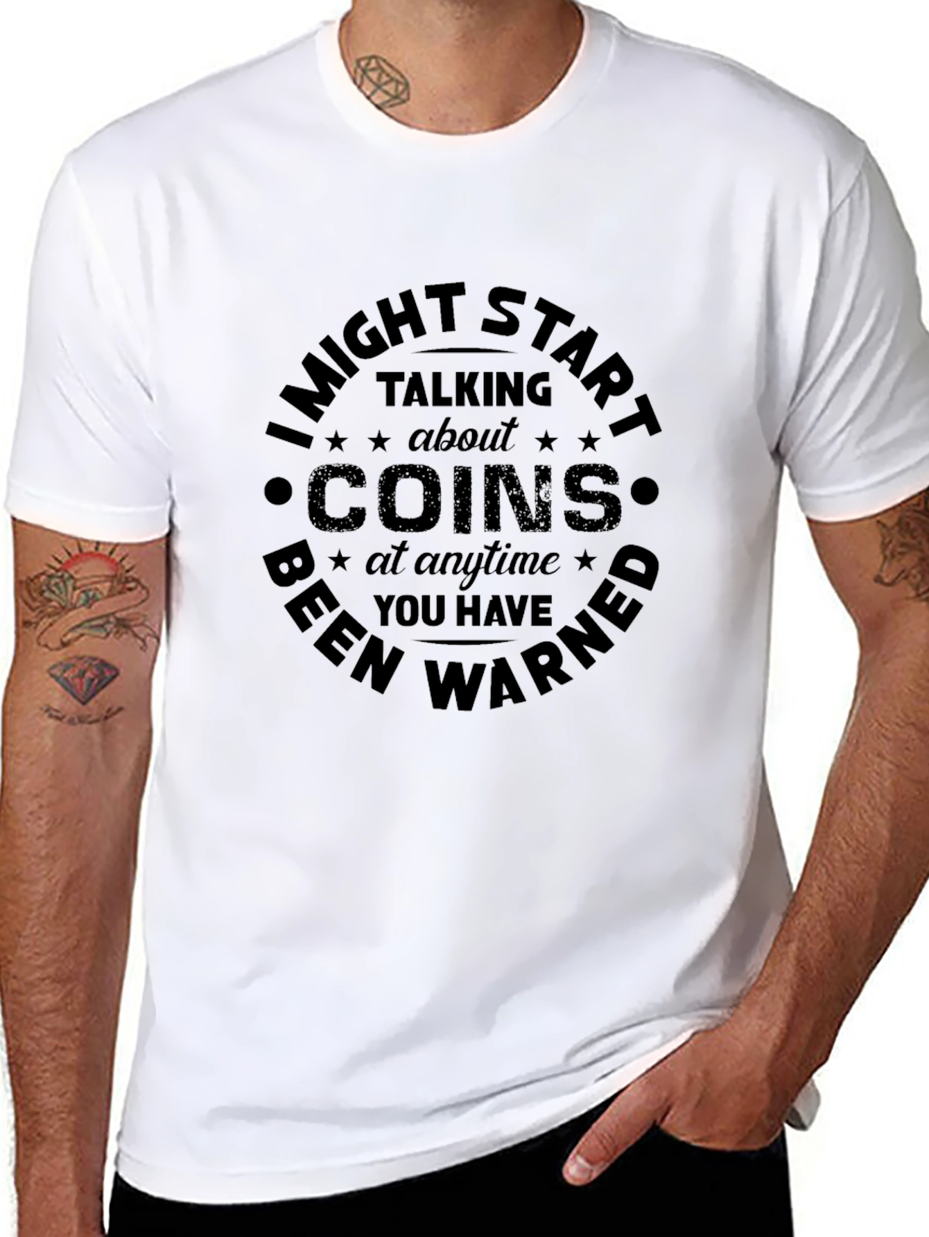 Camiseta Negra Estampada Coins