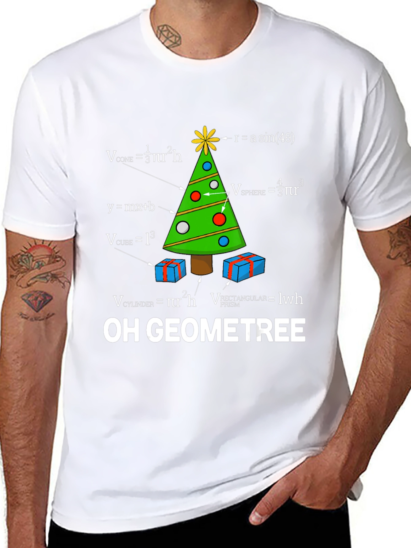 Camiseta Hombre Árbol de Navidad Geométrico