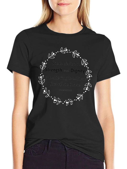 Camiseta Negra con Diseño Floral y Mensaje Inspirador